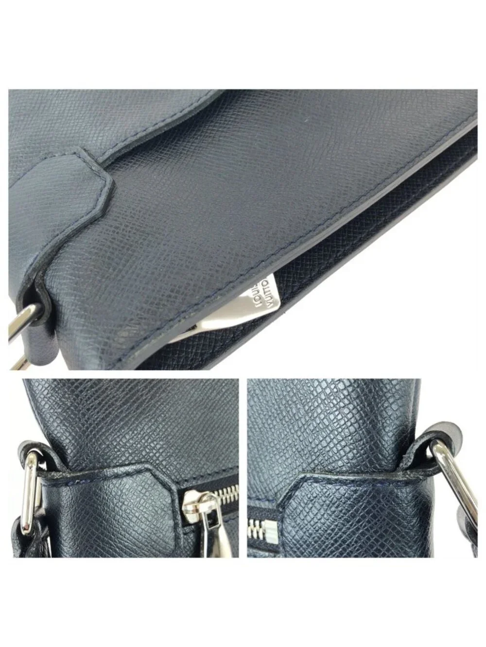 Louis Vuitton Taiga Sasha Navy Silver Leather Shoulder Bag